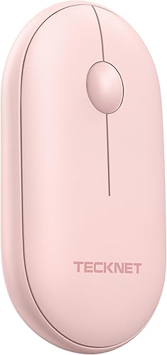 TECKNET Ratón Bluetooth, mouse inalámbrico silencioso de 2.4 G para 2 modos (BT3.05.0+2.4 Ghz), agarre contorneado con receptor USB, clic silencioso
