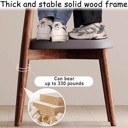 Miniatura 7 de YVYKFZD Sillas de comedor de madera maciza, juego de sillas de comedor sin brazos, sillas de cocina tapizadas de cuero, cómoda silla auxiliar con