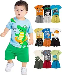 Kit Sortido 10 Peças de Roupas Infantil Menino - 5 Conjuntos Curtos Masculino Bebê Verão