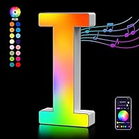 Vista 20 de OJQ Letras LED Iluminadas con Música Sincronizada de Letras del Alfabeto Coloridas - Luz de Dormitorio con Cambio de Color - Regalos de Cumpleaños