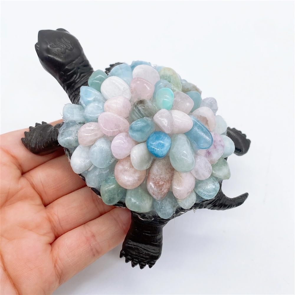 PKNVKZIDK Beautiful Amethyst Cluster Turtle Crystal Rose Quartz Stone Animal Home Decor Gift (Color : Colorful)