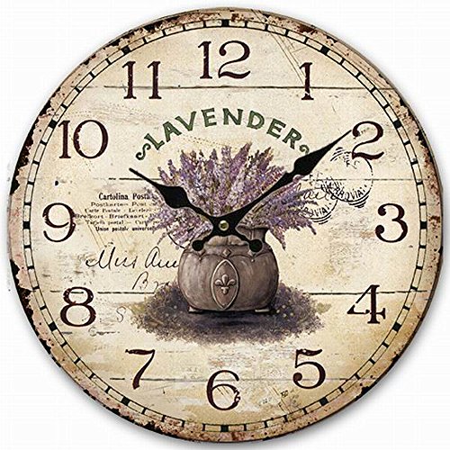 HQF Rustic Wooden Clock, Eruner Retro Antique Style 12-inch Wall Clocks Watches Timepieces for Kitchen Wall Living Room Beauty Room Newly Decorated Office Wall Clock