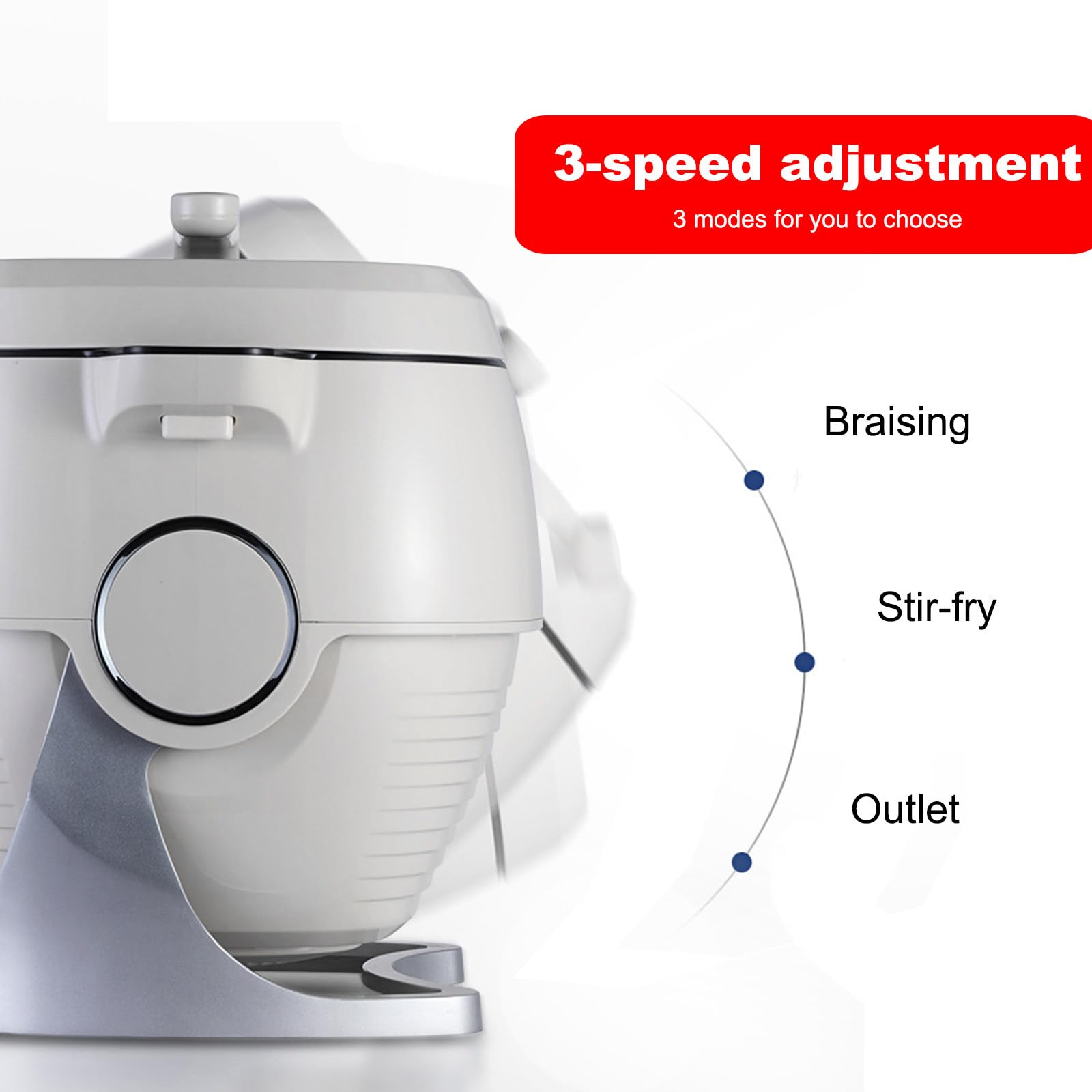 Macchina automatica per riso fritto, rotazione a 360°, stile tamburo per mescolare e stufare, include 3 utensili da cucina per una comoda preparazione dei pasti