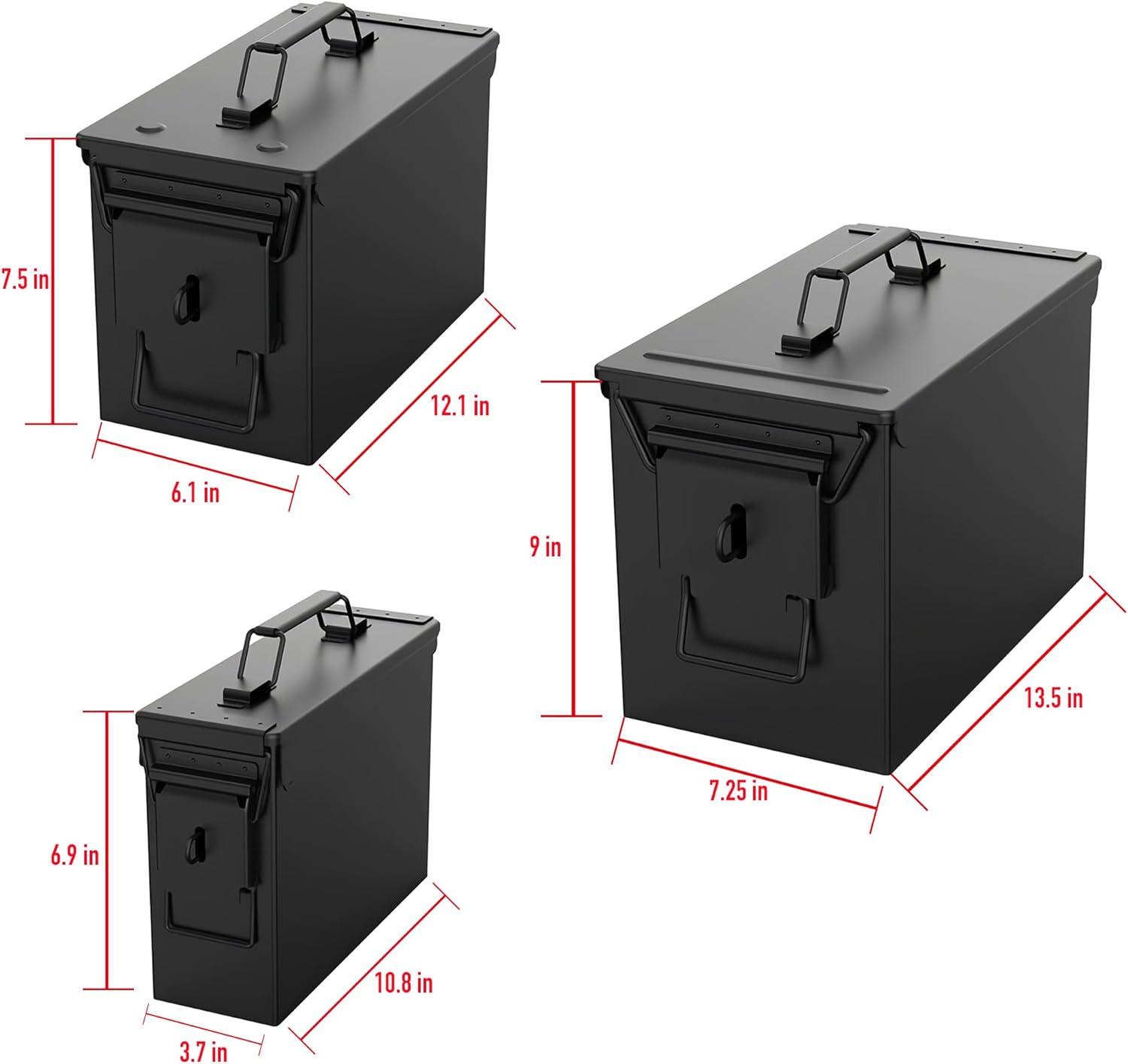 RC Car Battery Storage Box, Fire-Resistant Waterproof Airtight Metal Ammo Can with Lockable Buckle, Steel Case for Lithium Batteries, LiPo Packs, Ammo & Valuables