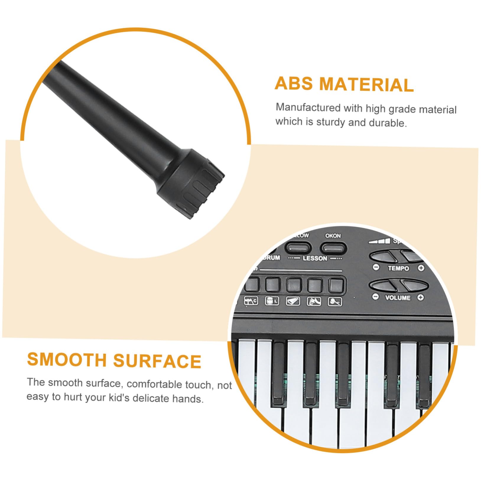 Juguete de Piano para Niños 61 Teclas, Abs Negro, Aprendizaje
