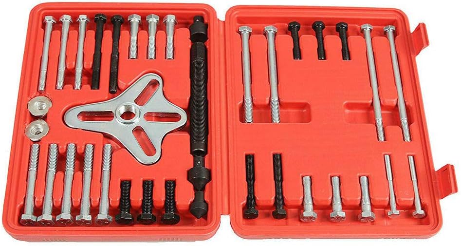 46pc Harmonic Balancer Gear Puller Steering Wheel Pulley Steel Yoke Washer Crank