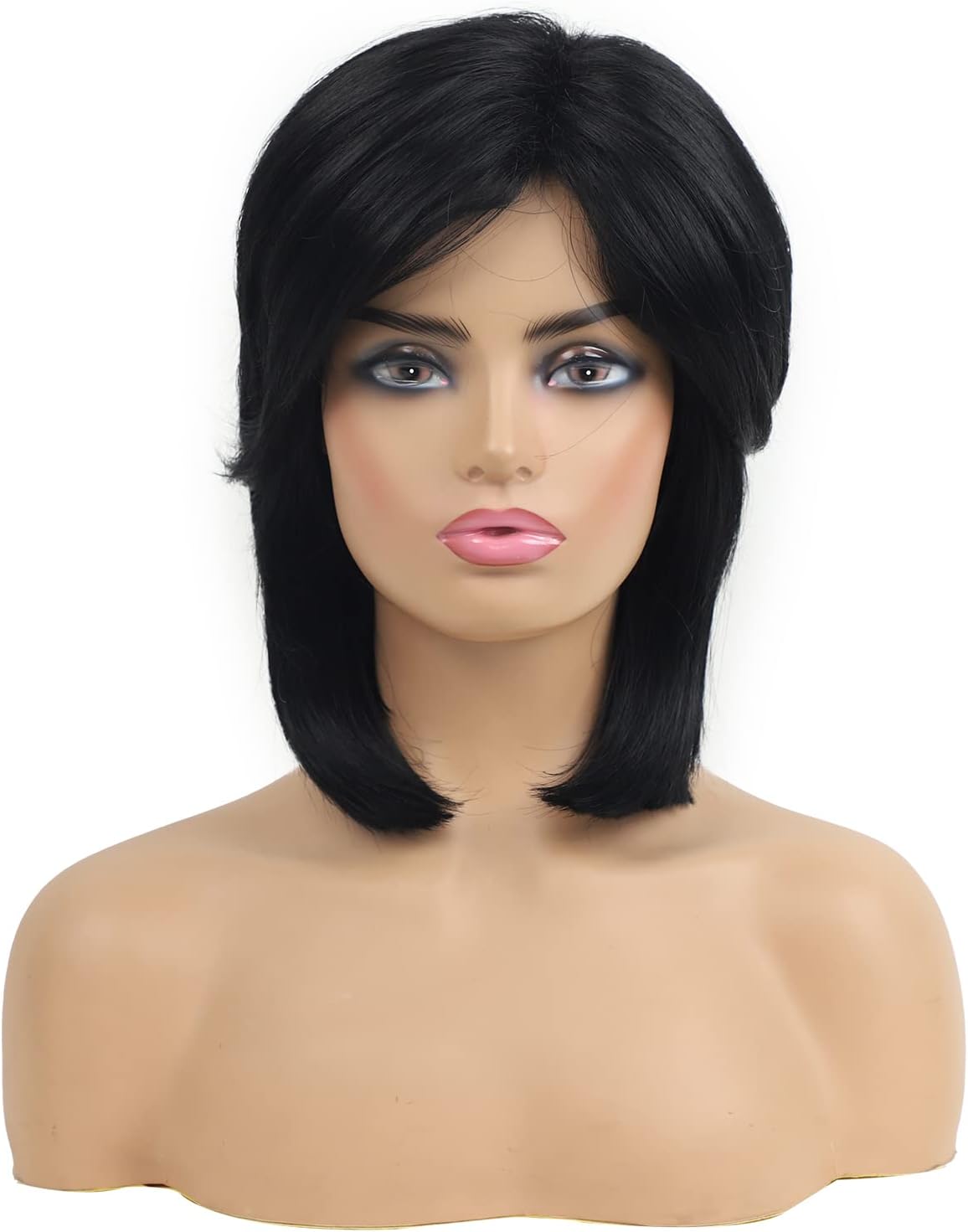 Fencca Short Black Wigs for Black Women Pixie Cut Bob Wig Layered Inverted Bob Short Haircuts Heat Synthetic Wig Natural Looking