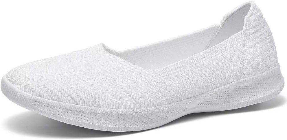 konhill Women's Ballet Flats Loafers Elegant Casual Flat Shoes Comfortable Soft Knitted Fabric Lightweight Slip On Walking Shoes