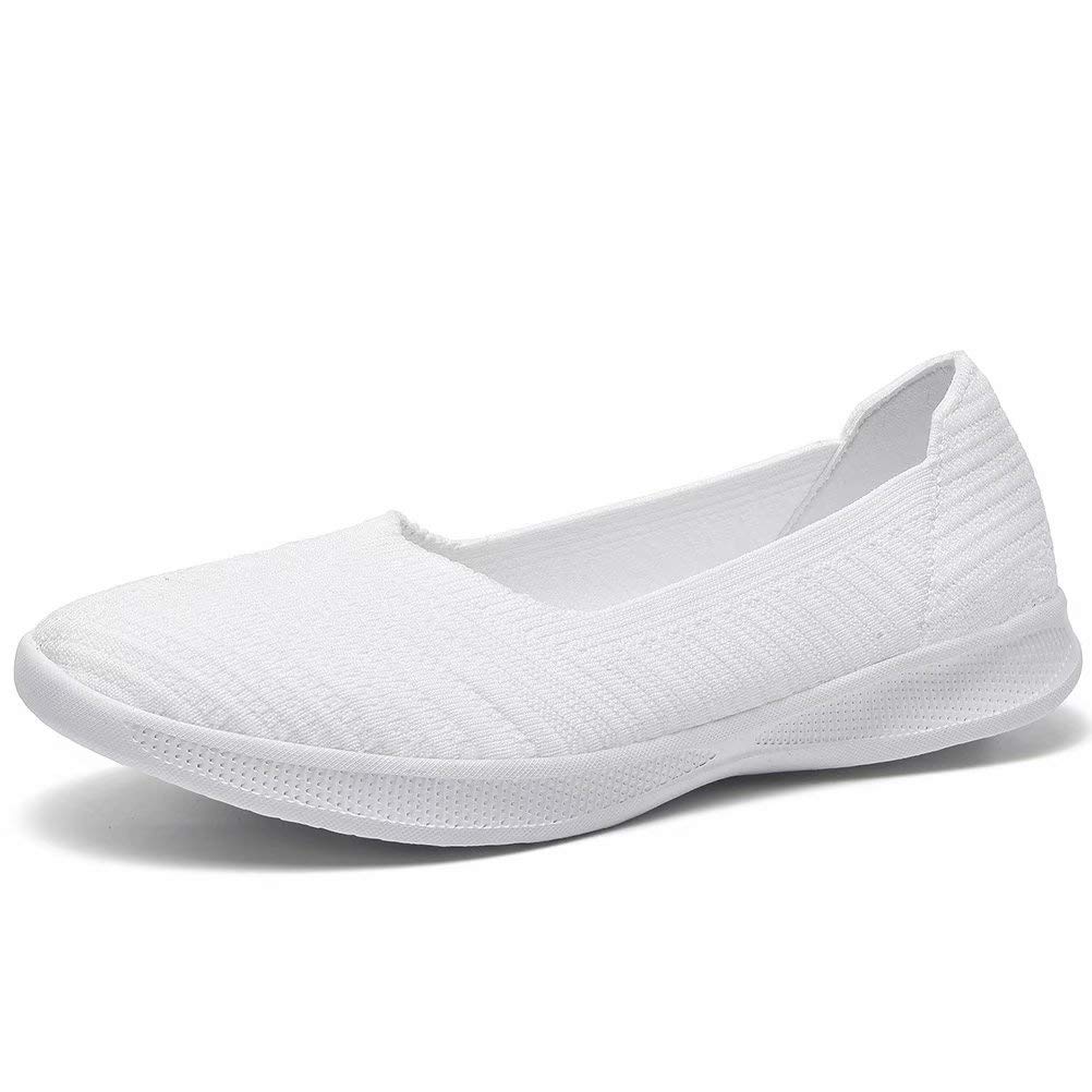 konhill Women's Ballet Flats Loafers Elegant Casual Flat Shoes Comfortable Soft Knitted Fabric Lightweight Slip On Walking Shoes