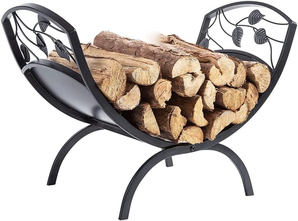 Outdoor Firewood Rack with Medium Heavy Duty Steel Construction Indoor Firewood Holder for Fireplace Decoration and Wood Storage,