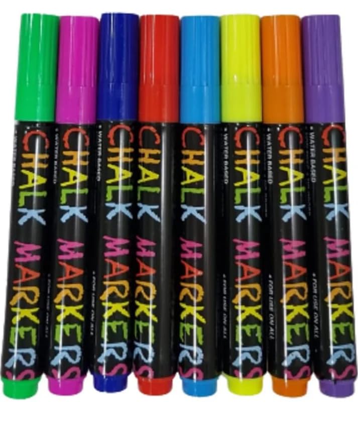 Wet-Erasable Chalk Marker Pens | Dust-Free Multicolor Writing Pens for Chalkboards, Glass & Windows, 5mm Tip (8 Count)-image-18