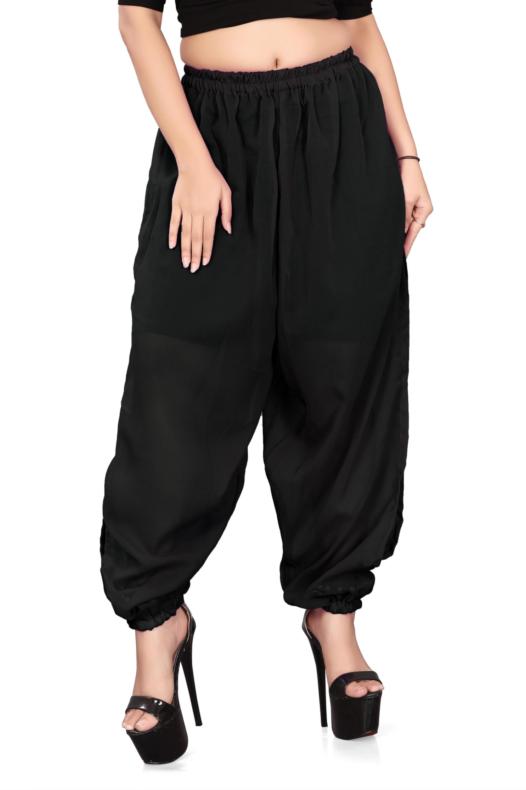 Pantalón harén de gasa con abertura lateral, para danza del vientre, largo con abertura lateral, talla única, C19