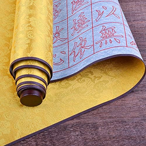 Tianjintang Eco-Friendly Chinese Calligraphy No Ink Back Embroidery Water Writing Magic Mat Scroll for Calligraphy Learner 150cmx38cmThe Heart Sutra-Ouyang Xun Style