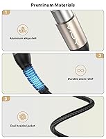 Vista 5 de VIOY Cable de micrófono XLR de 6.6 pies, cable de micrófono macho a hembra, cable equilibrado de 3 pines - cable de extensión XLR trenzado de nailon