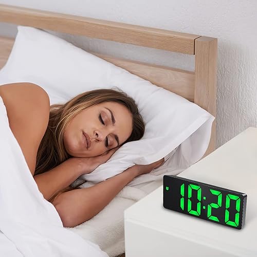 Miniatura 6 de Reloj despertador digital para dormitorios, reloj despertador LED de 6.5 pulgadas con repetición, carga USB, brillo ajustable, para niños, ancianos,