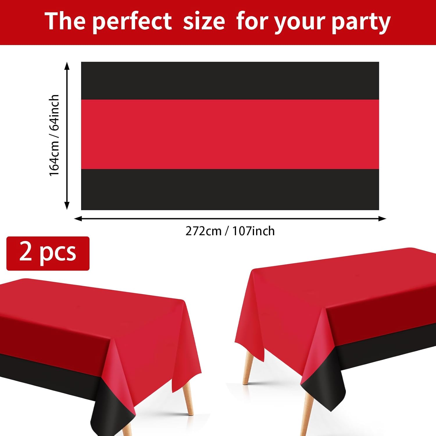 98Pcs Red and Black Party Decorations Graduation Red and Black Plates Napkins Tablecloths Disposable Stranger Tableware Set for Congrats Grad Fiesta Holiday Birthday Wedding Party Supplies, Serves 24