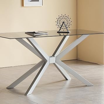 Modern Table Base 29" Metal Dining Table Legs with Suction Cups, Desk Base for Marble,Glass,Wood Top, Furniture Legs for Coffee Table,Home,Kitchen, Office Silver