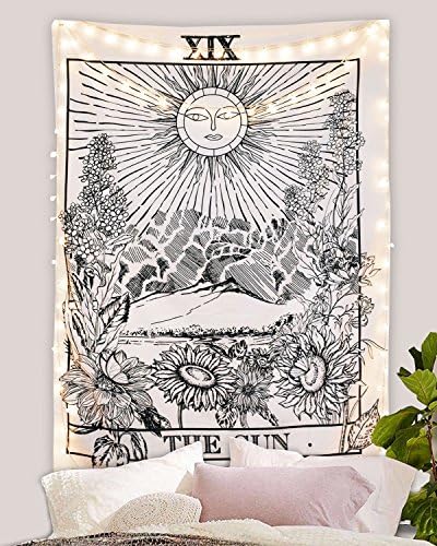 Romantic Tarot Tapestry The Sun Tapestry Medieval Europe Divination Tapestry Wall Hanging Tapestries Mysterious Wall Tapestry for Home Decoration (The Sun, 59"×82")