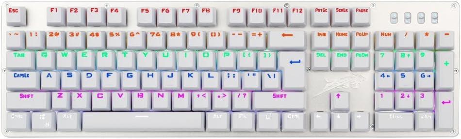 Soaring Leopard, Mechanical Keyboard with Black Switches,Wired USB Gaming Keyboard,104-Key, Backlit Colors LED, Anti-Ghosting for PC,Mac,Laptop,Gamer (White)