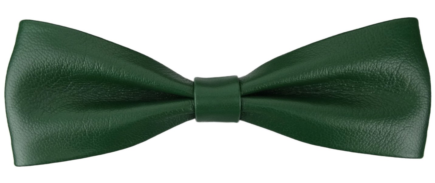 TigerTie prefabricated narrow leather bow tie bow tie in green monochrome - bow tie 100% lamb-nappa-leather + Aufbewahrungsbox