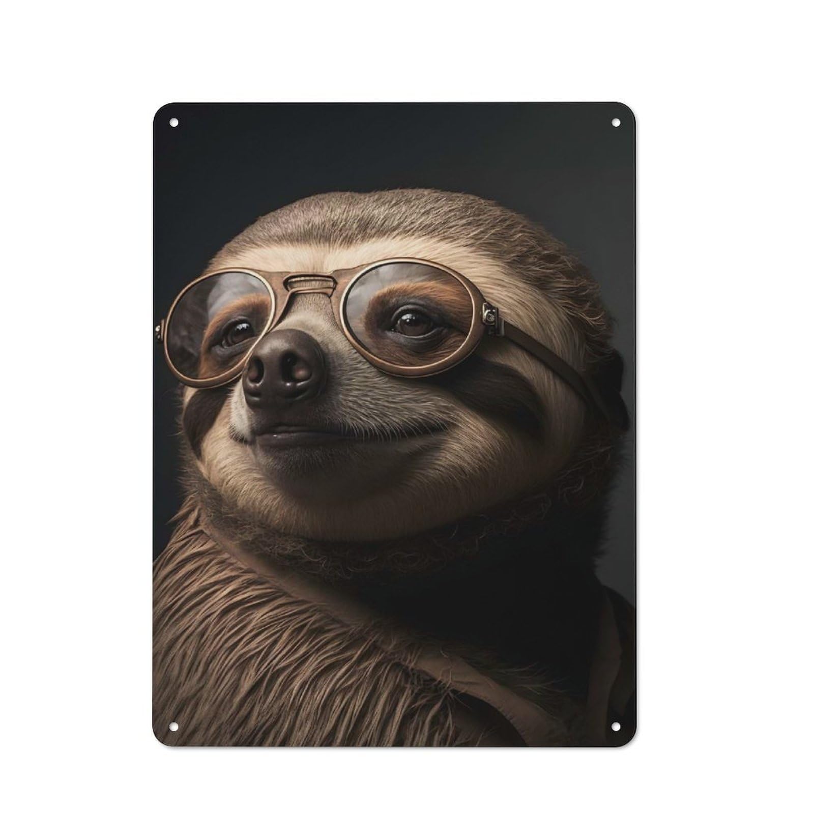 Junmoney Cute Sloth Portrait Tin Wall Plaque 40X30cm With For Garage Or Workshop, For Living Room, Hallway And Entrance Wall Decor