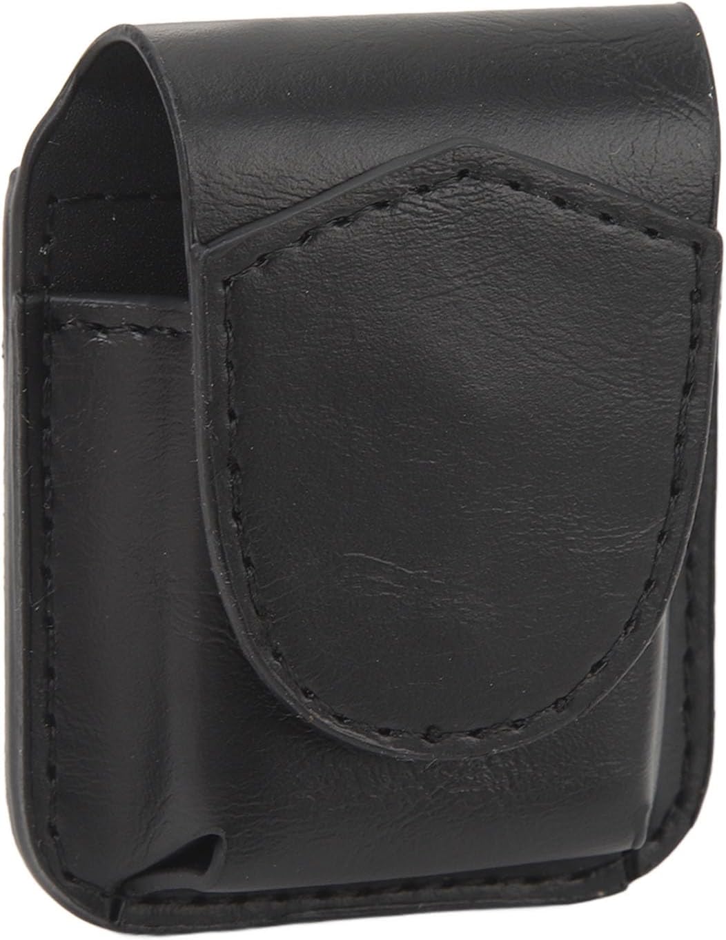 Luqeeg Handmade Fliptop Leather Lighter Pouch Case, Tactical Storage Case Box Container Organizer Holder, Anti Scratch Soft Lining Magnetic Buckle Waist (Black)