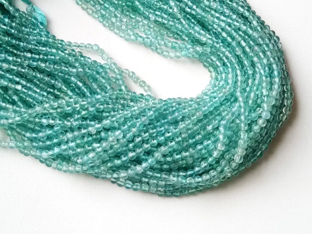 Women's 2.5 mm Apatite Plain Round Beads, Natural Sky Blue Apatite Plain Balls, 13 Inch Apatite Round Beads For Necklace (1ST To 5ST Options)