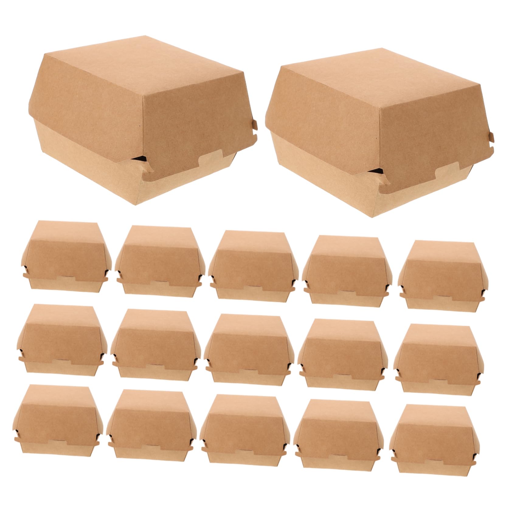 Unomor 50pcs Burger Boxes Clamshell Take Out Burger Boxes Take Out Container Storage Container Kraft Paper Khaki