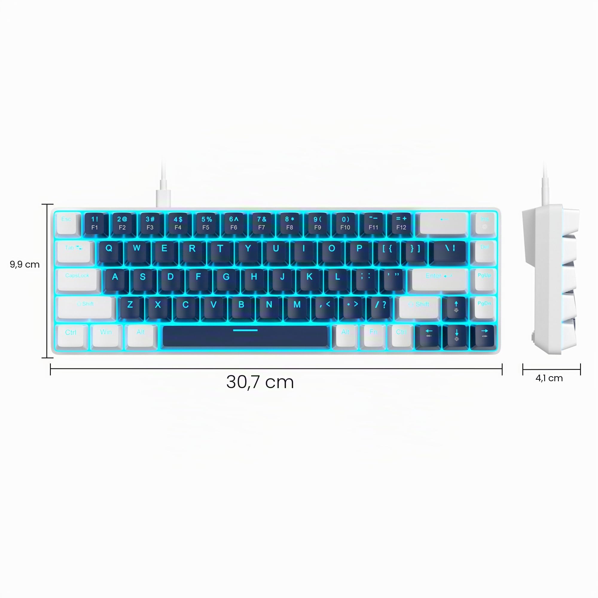 MageGee Teclado Mecánico Gaming | MK-Box Teclado Gaming 60% Mecánico | USB, Anti-ghosting, Teclado Retroiluminado LED RGB (Negro) (Azul)