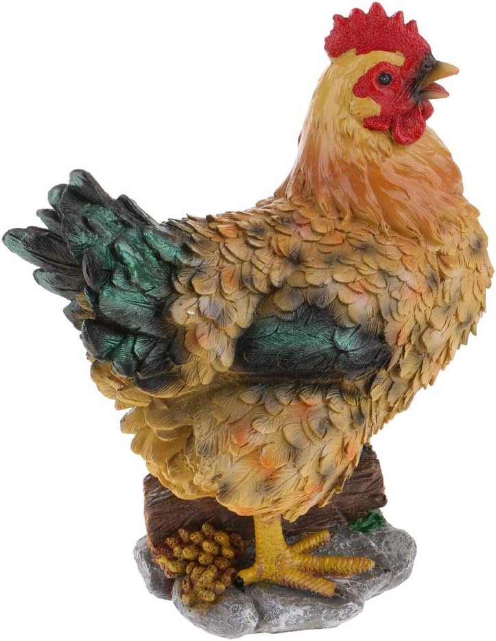 SM SunniMix 1 Set Lifelike Outdoor Lawn Ornament Decorative Chicken Family 8 Chicks+1 Hen Yard Garden Decor