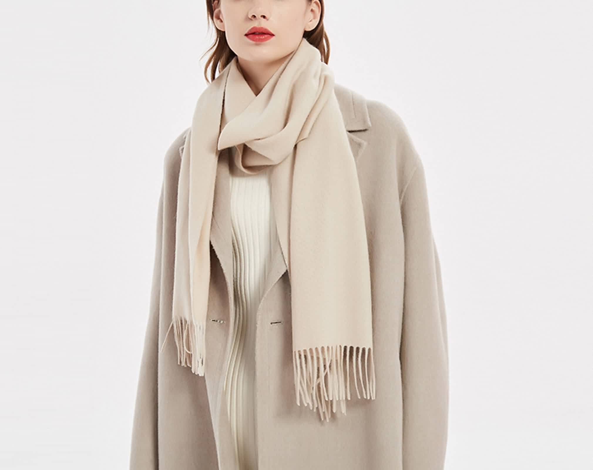 Bufandas de cachemira para mujer, bufanda occidental de color sólido borla cálido invierno ropa accesorios regalo, rojo oscuro