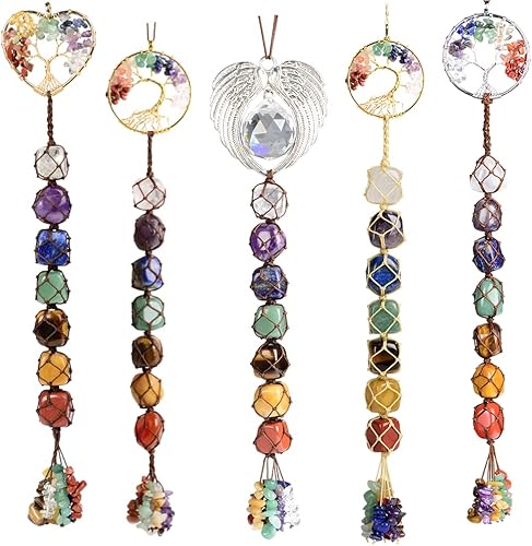 Miniatura 21 de Anjiucc Árbol de la vida de cristal curativo de 7 chakras para colgar en la pared, decoración de interiores, decoración de ventanas, meditación
