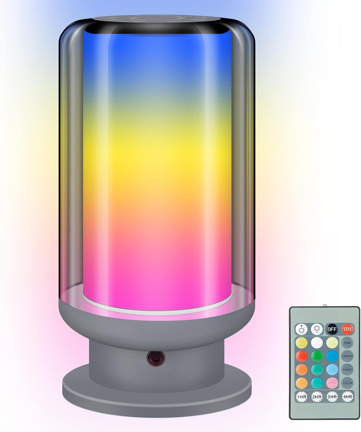 LUXSWAY LED Bedside Table Lamps with Remote Control,Desk Lamps with Timer Setting,Multi-colors Led Table Night Light,Nightstand Warm White Light with Dimmable for Bedroom,Living Room(Grey-1Pack)