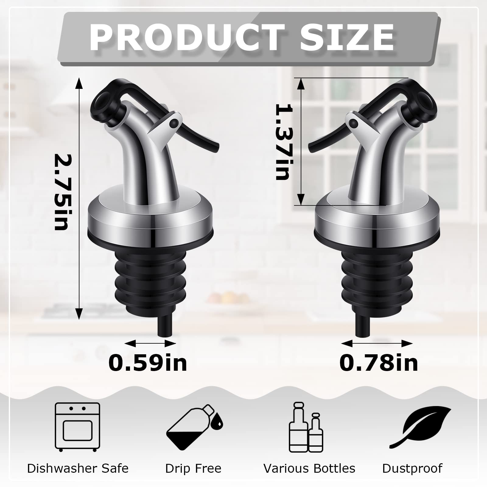 Mimorou 48 Pcs Oil Pourer Spouts, Bottle Pourers, Olive Stopper, Vinegar Wine Dispenser with Leakproof Nozzle Liquor for Salad Soy Sauce Cruet Kitchen Tools