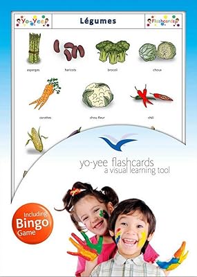 Vegetables Flashcards in French Language - Flash Cards with Matching Bingo Game for Toddlers, Kids, Children and Adults - Size 5.83 Ã— 8.27 in - DIN A5