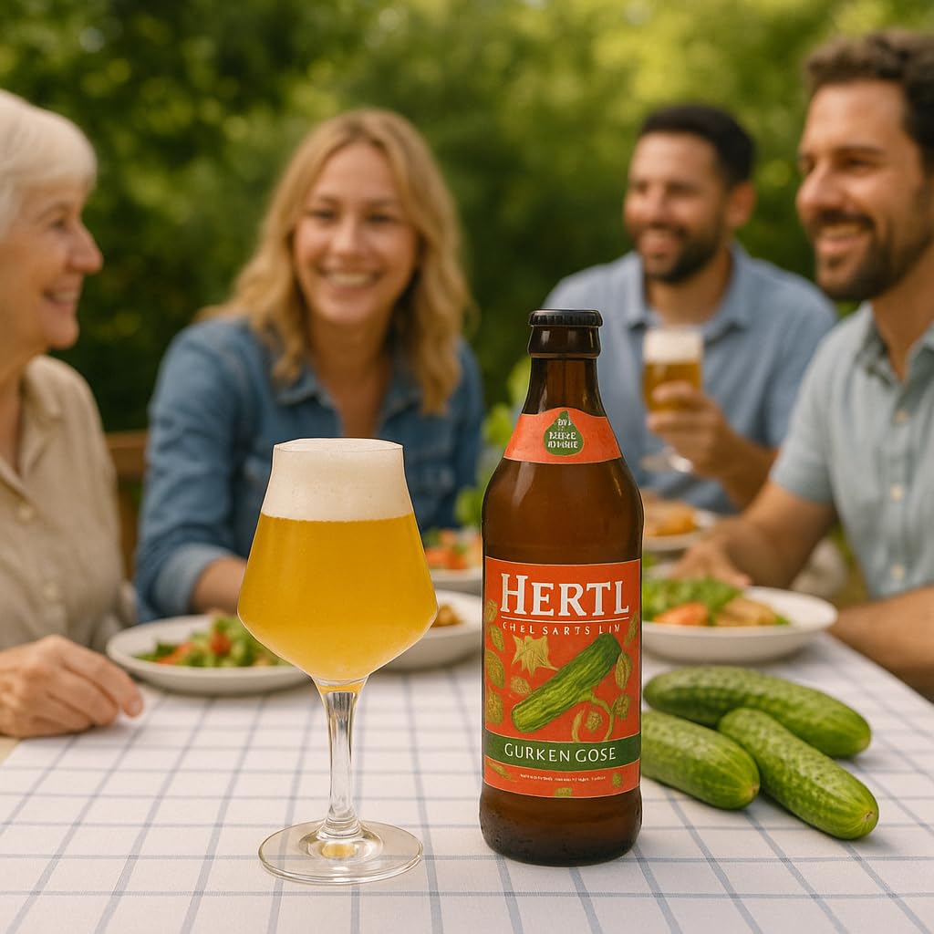 Hertl Gurken Gose - Limitierte Edition, fränkisches Sauerbier mit Gurke, Koriander & Salz, erfrischend und leicht | 12er Set | 4% Alkohol | Braumanufaktur Hertl