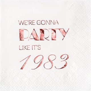 Crisky 40th Birthday Cocktail Napkins Rose Gold for Women 40th Birthday Party Decorations for Cake Dessert Berverage Table, 40th Birthday Party Supplies,50 Pcs Disposable Napkins, 3-Ply