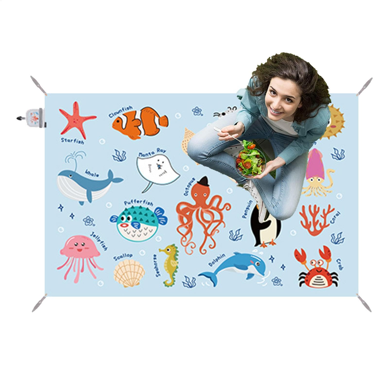 Tapis de plage pliable anti-humidité doté d'inserts de clous au sol