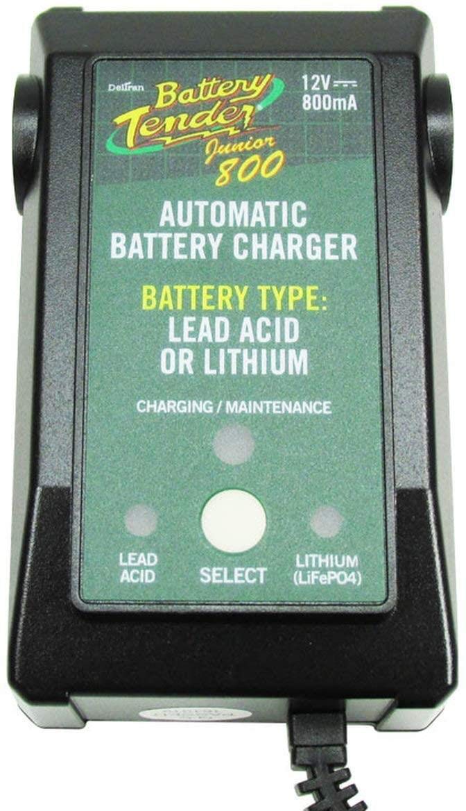 Battery Tender Junior - Caricabatteria Automatico ad Alta efficienza, 800 mA, 12 V, Carica al Piombo e al Litio Selezionabile, 022-0199-DL-UK