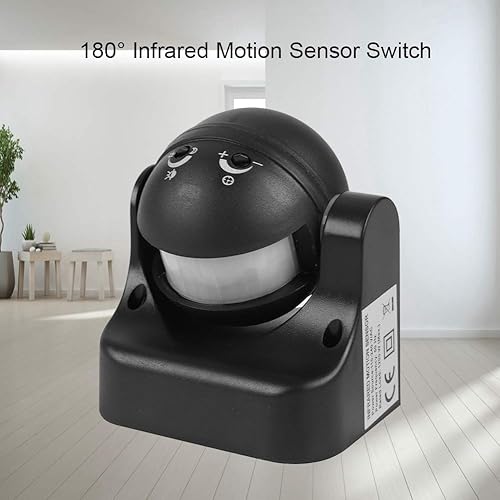 Miniatura 2 de 180 grados Mini PIR Detector de movimiento Sensor infrarrojo AC 110 a 240V al aire libre prueba de polvo IR interruptor de movimiento (negro)