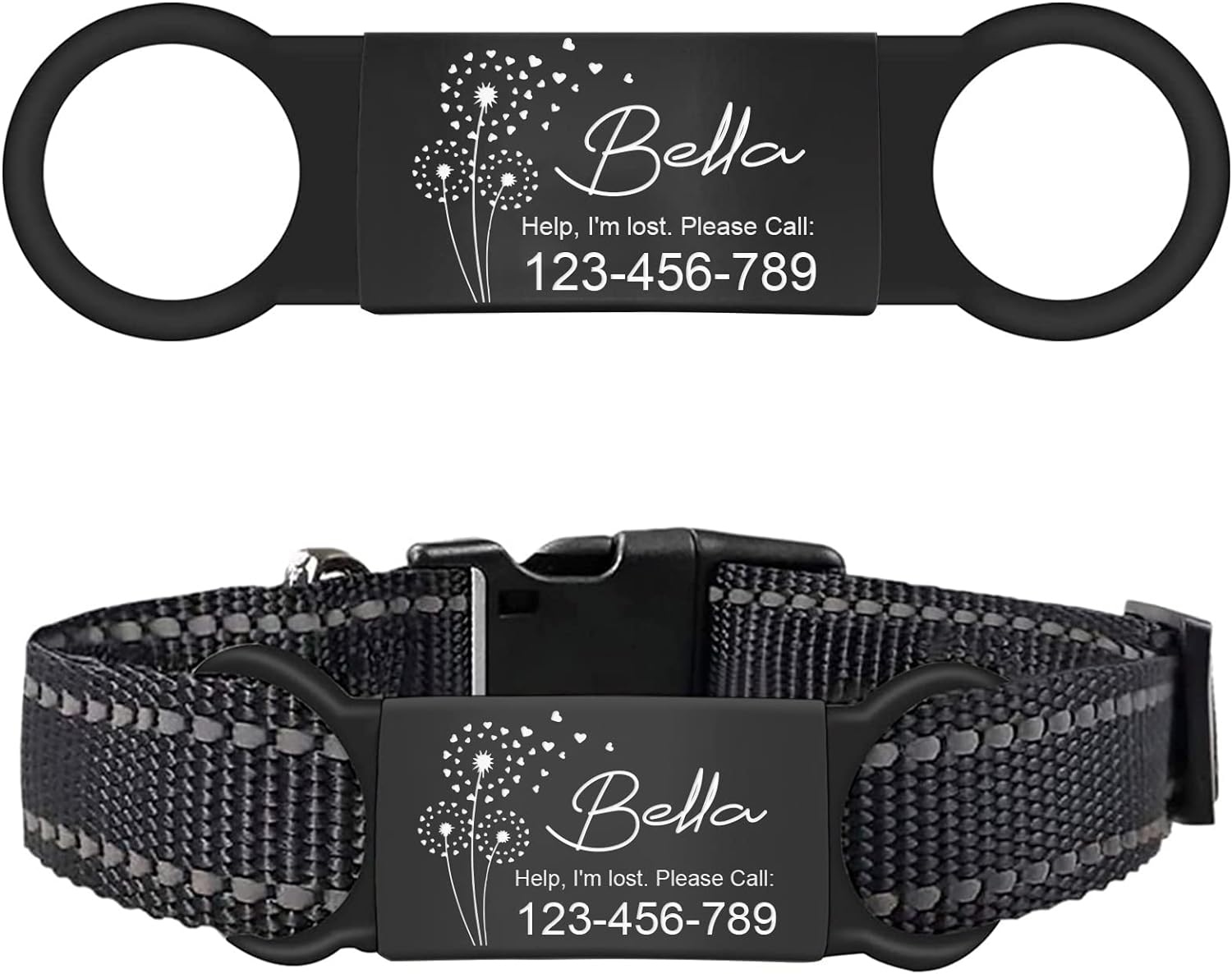 Nibana Personalized Dog Tags, Slide On Pet ID Tag, Engraved Stainless