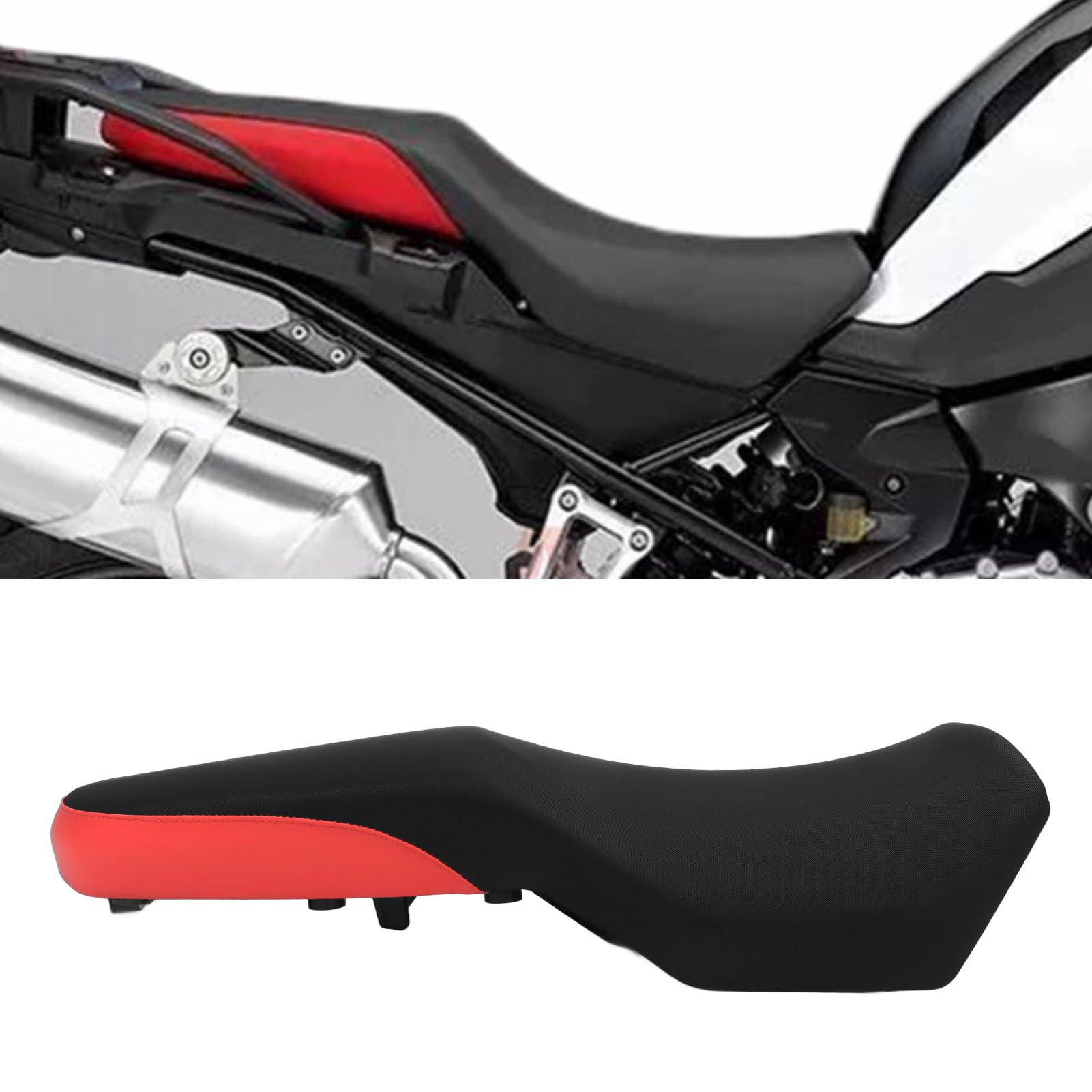 do siedzenia motocyklowego, trwała powierzchnia ze sztucznej skóry i odporna na zarysowania, miękka poduszka z gąbki, amortyzacja wstrząsów, pasuje do modeli F750GS F850GS 2018 (czerwony)