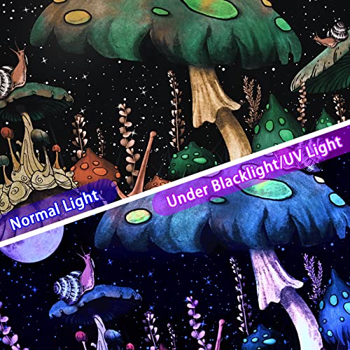 Boniboni Blacklight Mushroom Tapestry Black Light Moon And Stars Tapestries Snail Tapestry Uv Reactive Plants Tapestry Wall Hanging For Room, Aesthetic Glow In The Dark(59.1 X 82.7 Inches) #TOP4