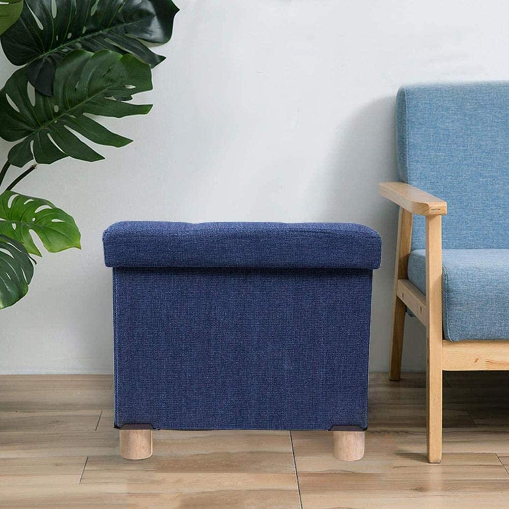 Poggiapiedi Pouf Poggiapiedi Sgabello Pieghevole Contenitore con Coperchio e Contenitore da Giardino con Gambe in Legno Grande Sedia Bassa Quadrata con Coperchio Mobile Multifunzionale, Nero