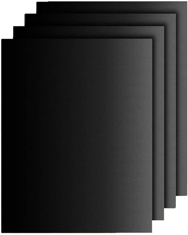 Grill Mat Set of 4-100% Non-Stick BBQ Grill Mats, Heavy Duty, Reusable, and Easy to Clean - Works on Electric Grill Gas Charcoal BBQ - 15.75 x 13-Inch, Black