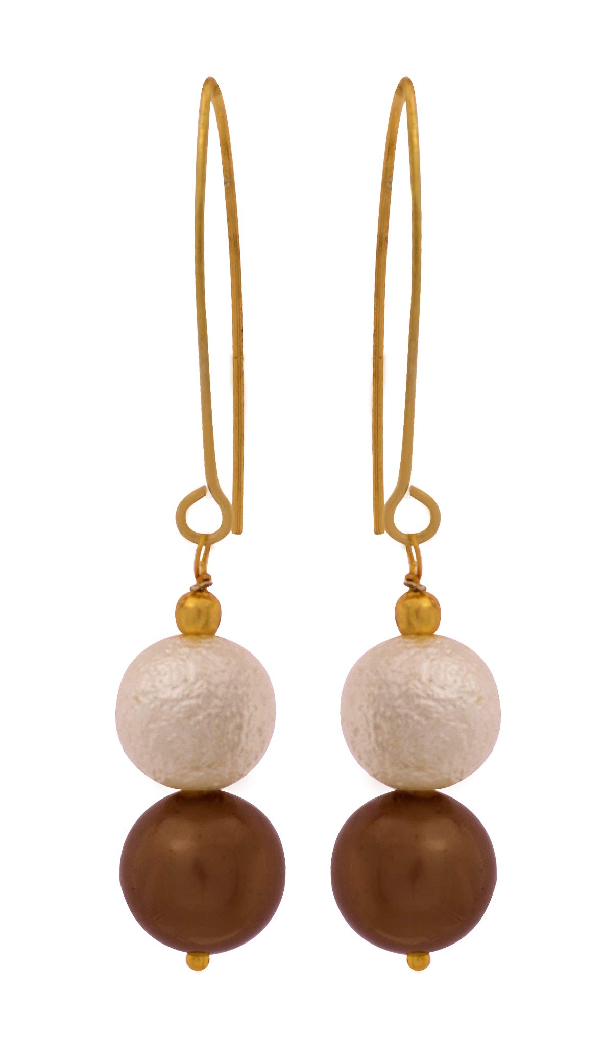 JFL - Jewellery for Less - One Gram Gold Plated Designer Matt Pearl Metallic Brown Pearl Earring for Women & Girls