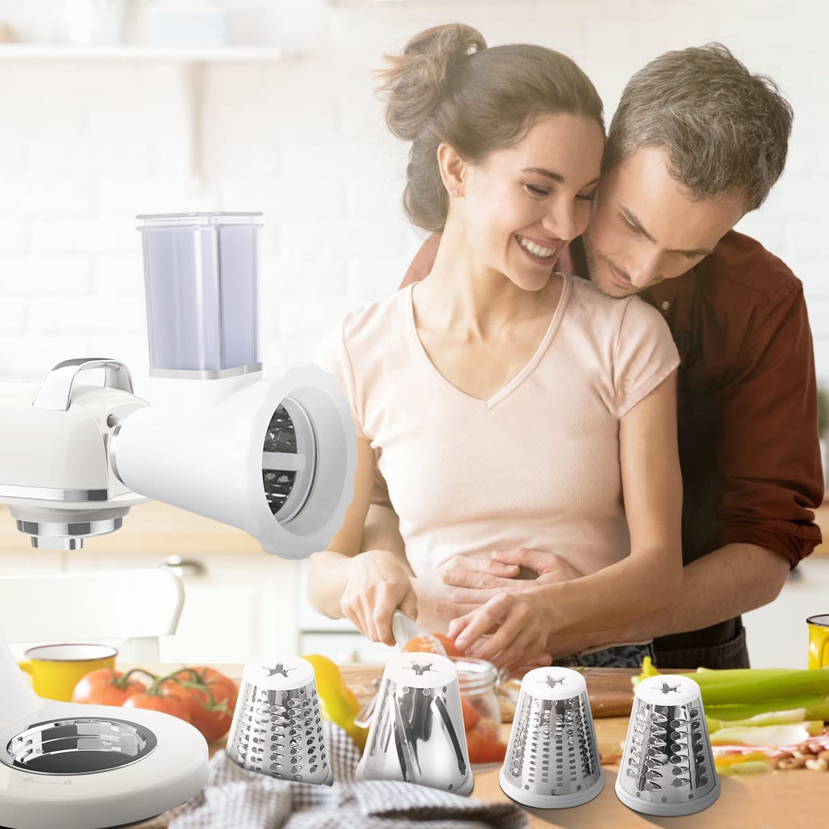 Slicer Shredder Aufsätze für ZACME Zubehör,Käsereibe, Edelstahl Gemüse Schneider für ZACME Zubehör,Allesschneider, Gemüseschneider, Obstschneider, Salatzubereiter-Aufsatz