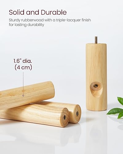 Miniatura 4 de VASAGLE Perchero de madera maciza, perchero de pie independiente con 8 ganchos, 3 opciones de altura, para abrigos, sombreros, bolsos, carteras