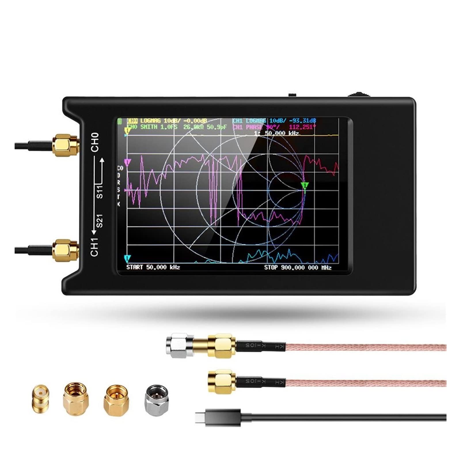 Spektrumanalysator, Vektor -Netzwerkanalysator VNA-H4 4. 0inch Display .2 Version 1950MAH Battery Vector Network Analyzer HF VHF UHF Antennenanalysator