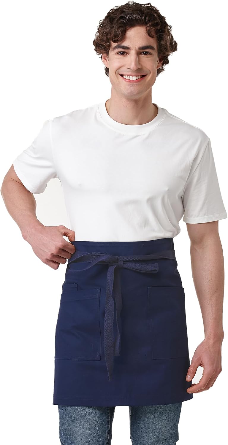 Unisex Waist Apron with Pockets Waiter Bar Half Bistro Apron 4251BY
